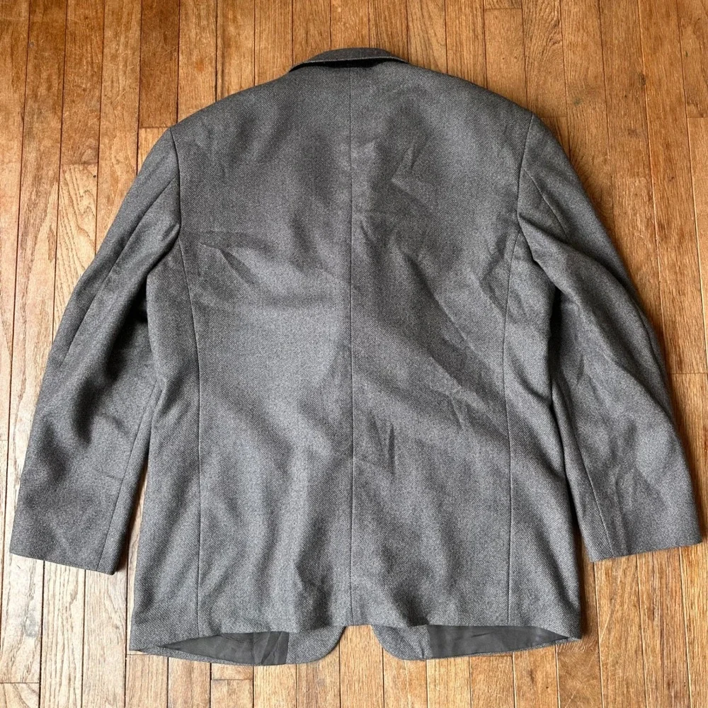 Oscar de la Renta Sport Coat Mens 44R Lambswool Cashmere Textured Grey Modern‎